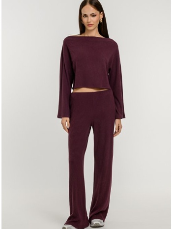 wide leg ριπ παντελόνι (berry)