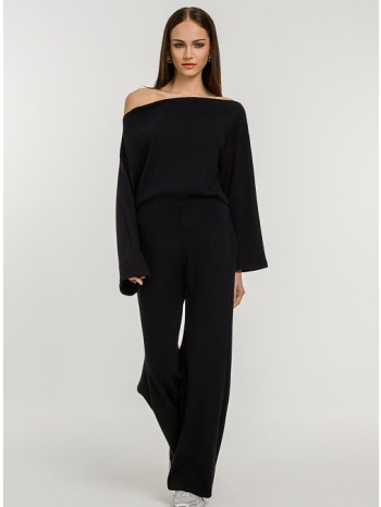 wide leg ριπ παντελόνι (black)