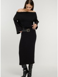 midi ριπ φούστα (black)