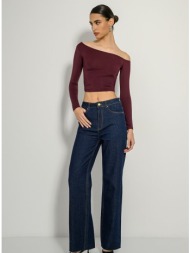 λύκρα κροπ τοπ με έναν ώμο (berry)