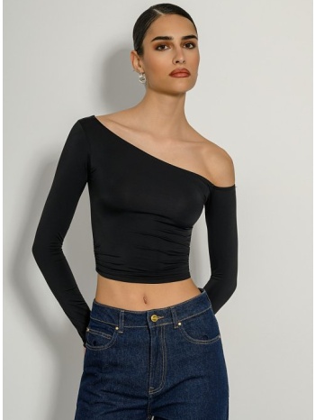 λύκρα κροπ τοπ με έναν ώμο (black) σε προσφορά