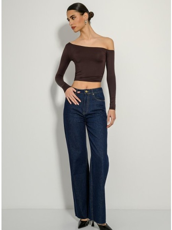 λύκρα κροπ τοπ με έναν ώμο (brown) σε προσφορά