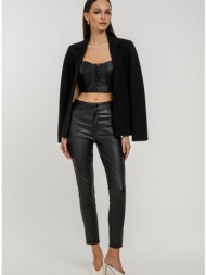 skinny παντελόνι με κερωμένη όψη (black)