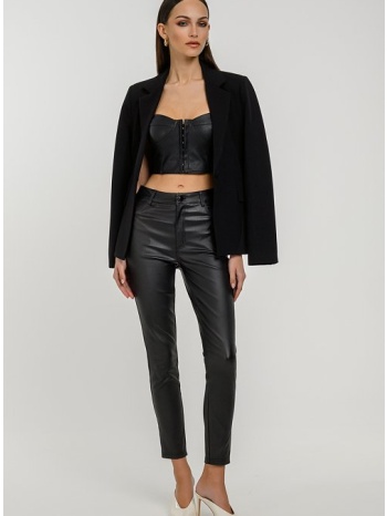 skinny παντελόνι με κερωμένη όψη (black)