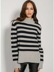 πλεκτό πουλόβερ με ρίγες (gray.blk)