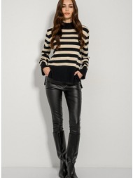 πλεκτό πουλόβερ με ρίγες (blk/sand)