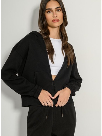 φούτερ ζακέτα με κουκούλα (black)
