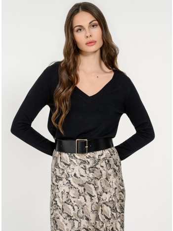 basic πλεκτό με v ντεκολτέ (black)