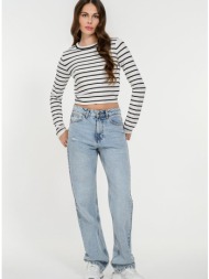 πλεκτό basic ριγέ κροπ τοπ (offwht/blk)