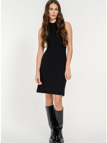 μίνι πλεκτό ριπ αμάνικο φόρεμα (black) σε προσφορά