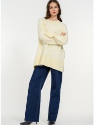 πλεκτό oversized πουλόβερ με animal print (yellow-wht)