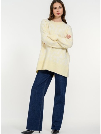 πλεκτό oversized πουλόβερ με animal print (yellow-wht) σε προσφορά