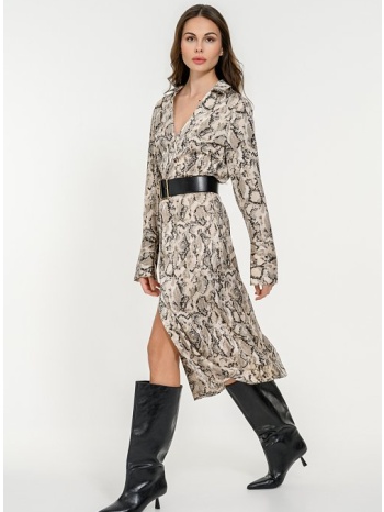 midi σεμιζιέ φόρεμα με snake print και άνοιγμα (multi) σε προσφορά