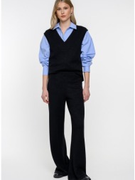 wide leg παντελόνι με λάστιχο και απαλή υφή (black)