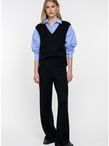 wide leg παντελόνι με λάστιχο και απαλή υφή (black)