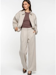 σουέτ wide leg παντελόνι με πιέτες (sand)