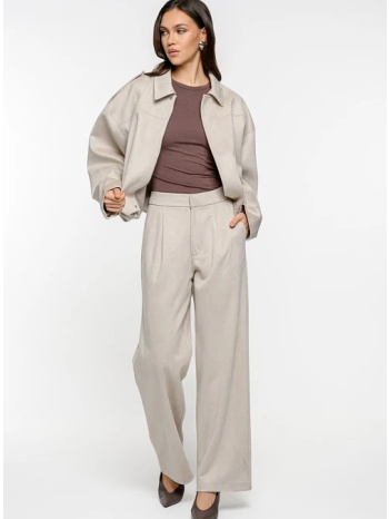 σουέτ wide leg παντελόνι με πιέτες (sand) σε προσφορά