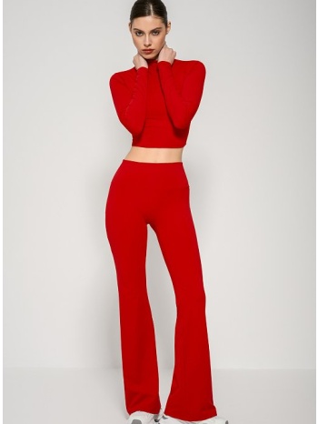 flared λύκρα παντελόνι (red)