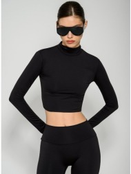 λύκρα κροπ τοπ ζιβάγκο με μακριά μανίκια (black)