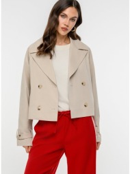 κροπ καμπαρντίνα με γιακά και πέτο (stone)