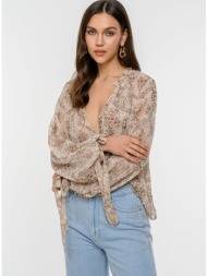 ημιδιάφανο τοπ με animal print (multi)
