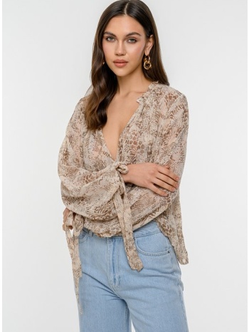 ημιδιάφανο τοπ με animal print (multi)