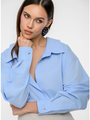 oversized πουκάμισο ποπλίνα (ciel)