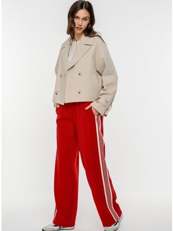 wide leg παντελόνι με ρίγες στο πλάι (red)