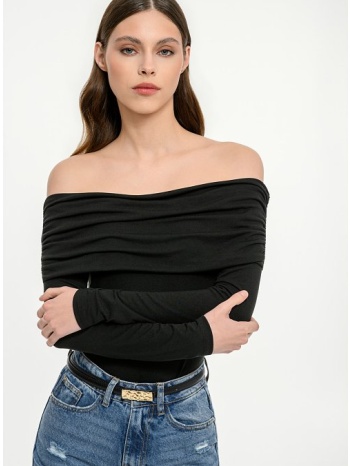 off shoulder τοπ με σούρες (black)