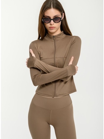 αθλητική ζακέτα με φερμουάρ (tan)