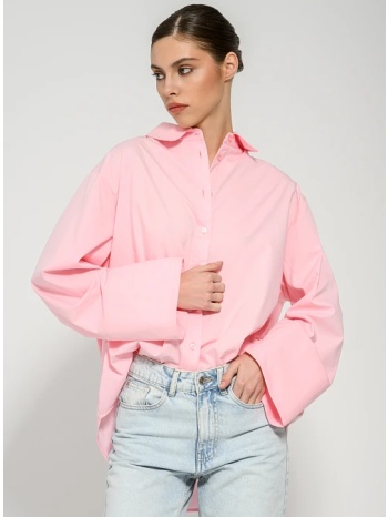 oversized πουκάμισο ποπλίνα (pink)