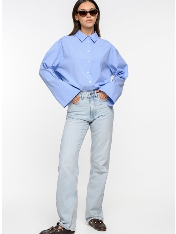 oversized πουκάμισο ποπλίνα με λεπτές ρίγες (ciel.offwht)