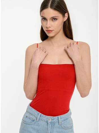 αμάνικο basic τοπ με τετράγωνο ντεκολτέ (red)