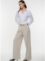 wide leg παντελόνι με πιέτες και ραφές (sand)