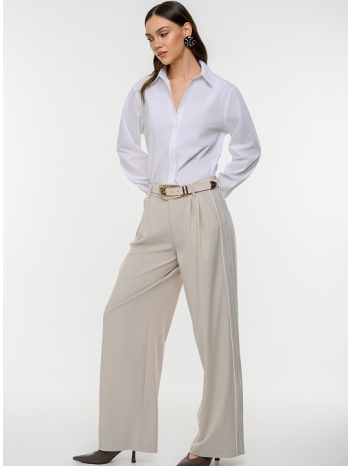 wide leg παντελόνι με πιέτες και ραφές (sand) σε προσφορά