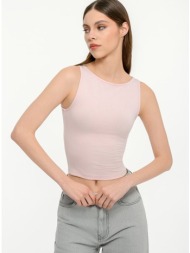 αμάνικο basic κροπ τοπ (pink)