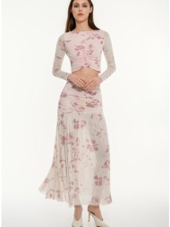 midi τούλινη φλοράλ φούστα με σούρες (multi)