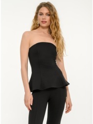 strapless τοπ με peplum (black)