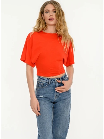 κοντομάνικο κροπ τοπ με φαρδιά μανίκια (red)