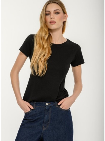 basic t-shirt με στρογγυλή λαιμόκοψη (black)