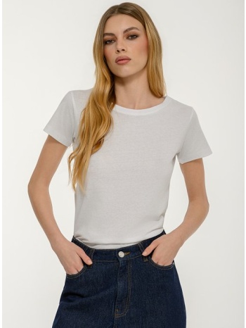basic t-shirt με στρογγυλή λαιμόκοψη (white)
