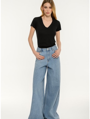 basic t-shirt με v λαιμόκοψη (black)