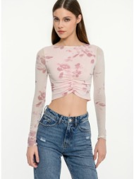 τούλινο φλοράλ κροπ τοπ με σούρες (multi)