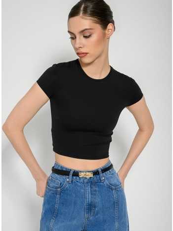 κοντομάνικο λύκρα κροπ τοπ (black)