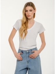 basic t-shirt με v λαιμόκοψη (white)