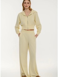 φούτερ wide leg παντελόνι φόρμας (l.yellow)