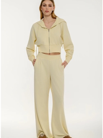 φούτερ wide leg παντελόνι φόρμας (l.yellow)
