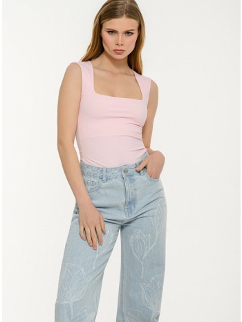 λύκρα τοπ με τετράγωνη λαιμόκοψη (baby.pink)
