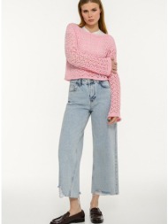 πλεκτό κροσέ ροζ τοπ με μακριά μανίκια (pink)