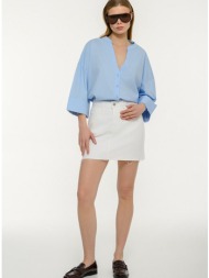 μίνι λευκή ντένιμ φούστα με ξέφτια (white)